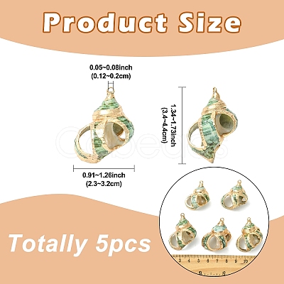 5Pcs Natural Sea Shell Pendants SSHEL-YW0001-11-1