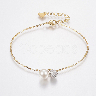 304 Stainless Steel Cable Chain Bracelets X-BJEW-I243-01G-1