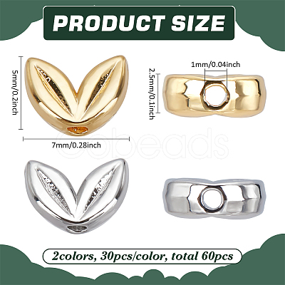 60Pcs 2 Colors Zinc Alloy Spacer Beads FIND-PH0024-15-1