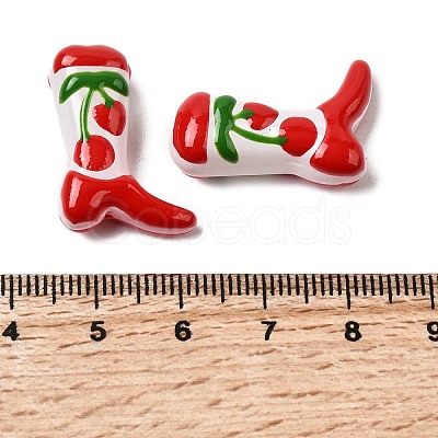 Boot Baking Paint Glass Enamel Beads LAMP-C020-02P-1