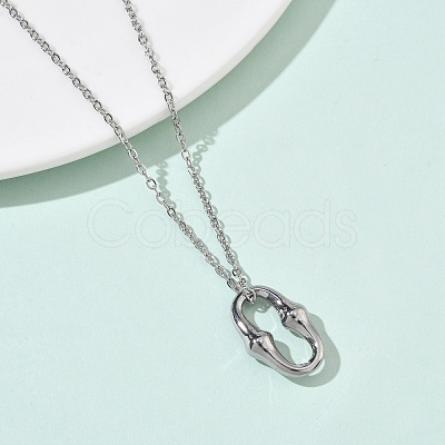 Oval 304 Stainless Steel  Pendant Necklacrs & Stud Earring & Link Bracelet Sets SJEW-C009-01P-1