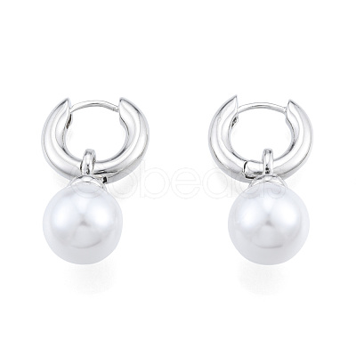 ABS Plastic Pearl Dangle Hoop Earrings EJEW-N011-106P-1