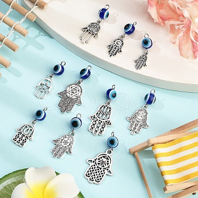 Evil Eyes Resin & Alloy Pendant PALLOY-YW029-1