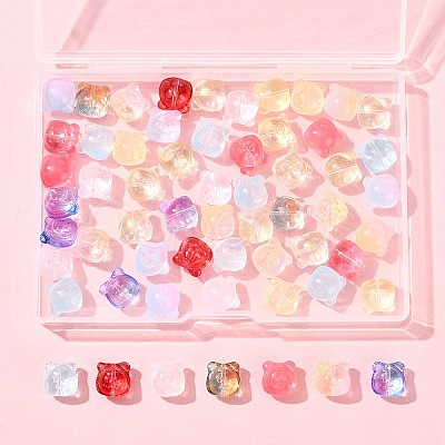 60Pcs Transparent Spray Paint Glass Beads GLAA-FS0002-10-1