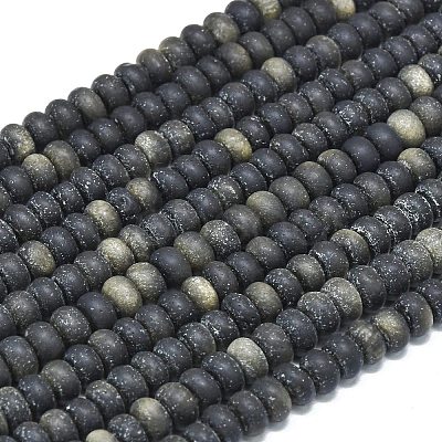 Natural Golden Sheen Obsidian Beads Strands G-P575-A29-6x4mm-1