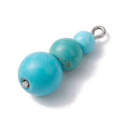 Synthetic Turquoise Dyed Round Beaded Pendants PALLOY-JF02867-11-1