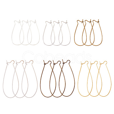 Brass Hoop Earrings Findings Kidney Ear Wires KK-TA0007-10-1
