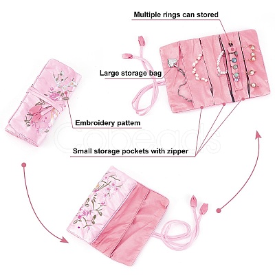 2Pcs 2 Colors Embroidery Silk Roll Bags ABAG-PH0001-26-1