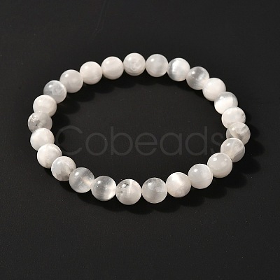 Natural Selenite Beads Stretch Bracelets BJEW-JB06620-02-1