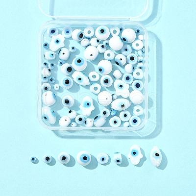 80Pcs 8 Styles Handmade Lampwork Evil Eye Beads LAMP-FS0001-38A-1