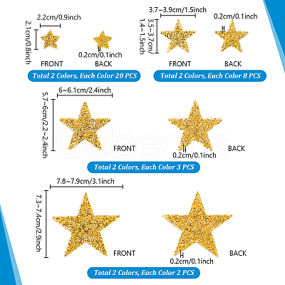 64Pcs 8 Styles Star Glitter Hotfix Rhinestone FIND-PH0023-19-1