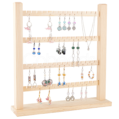 4-Tier Wooden Earring Display Organizer Holder EDIS-WH0021-28-1