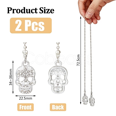 Skull Alloy Rhinestone Car Pendant Decoration HJEW-AB00406-1