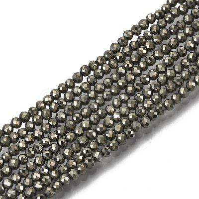 Natural Pyrite Beads Strands G-T108-34C-1