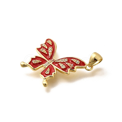 Rack Plating Brass Micro Pave Cubic Zirconia Enamel Pendants KK-L226-003G-03-1