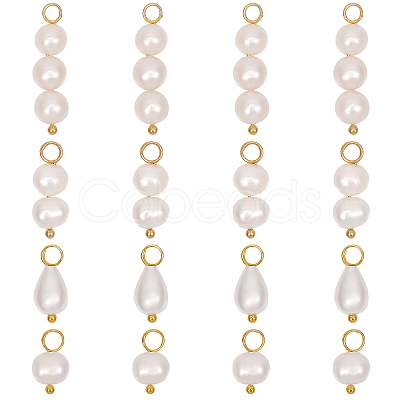 16Pcs 4 Styles Natural Freshwater Pearl Pendants PALLOY-AB00082-1