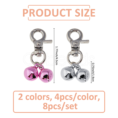 8Pcs 2 Colors Brass Bell Pet Pendant Decoration HJEW-FH00175-1