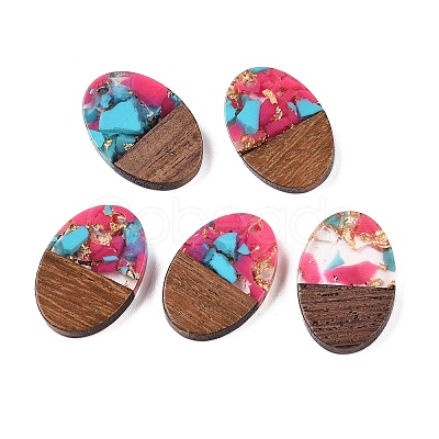 Transparent Resin and Walnut Wood Pendants RESI-T057-04K-1