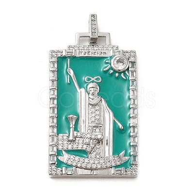 Brass Micro Pave Cubic Zirconia Pendants with Enamel KK-H458-01P-15-1