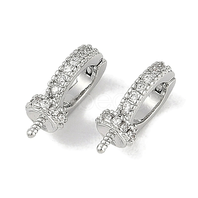 Brass Micro Pave Clear Cubic Zirconia Fold Over Clasps KK-I719-32P-1
