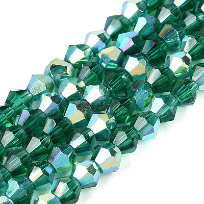 AB Color Plated Transparent Glass Beads Strands GLAA-G127-01-02H-1