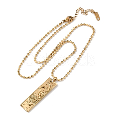 304 Stainless Steel Clear Cubic Zirconia Rectangle Constellation Pendant Necklaces for Women Men NJEW-S435-01G-K-1