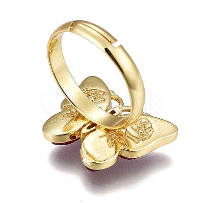 Adjustable Brass Micro Pave Clear Cubic Zirconia Finger Rings RJEW-F106-G-1