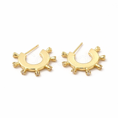 Rack Plating Brass Micro Pave Cubic Zirconia Stud Earrings for Women LS-EJEW-H091-22G-1