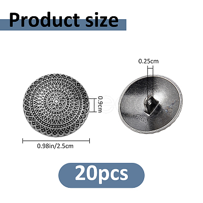 20Pcs Alloy Shank Buttons BUTT-FH0001-036B-1