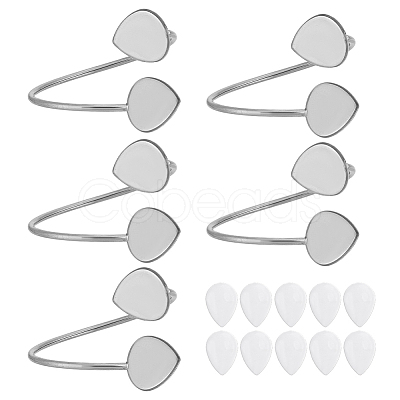 5Pcs Teardrop 304 Stainless Steel Blank Bangle STAS-HY0001-75-1