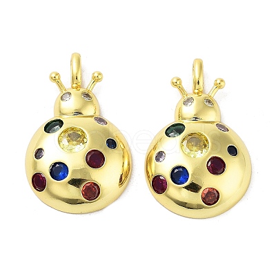 Rack Plating Brass Micro Pave Cubic Zirconia Pendants KK-A205-01G-02-1