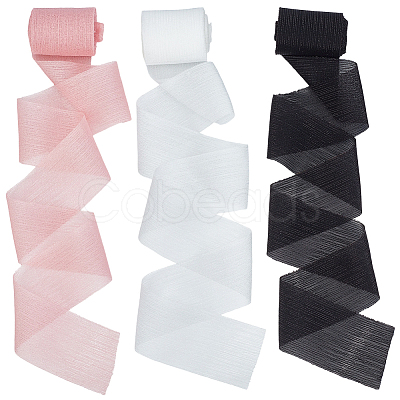3 Rolls 3 Colors Polyester Chiffon Ribbon OCOR-CY0003-74-1