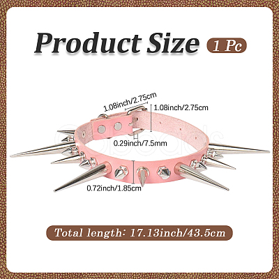 Punk Rock Style Alloy Spiked Cone Rivet Imitation Leather Chocker Necklaces NJEW-WH20011-10P-03-1