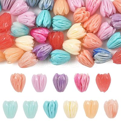 50Pcs 11 Styles Synthetic Coral Beads CORA-FS0001-05-1