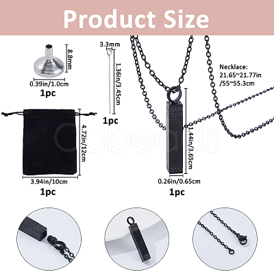 1Pc 304 Stainless Steel Cuboid Pendant Urn Ashes Necklaces NJEW-FH0001-35A-1