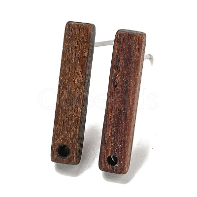 Walnut Wooden Stud Earrings Findings EJEW-B060-02A-1