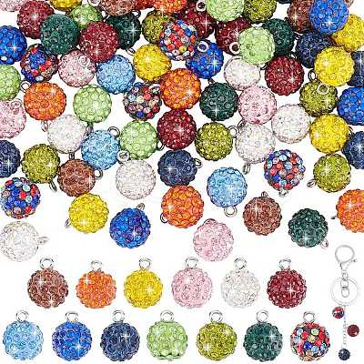 78pcs 13 colors Polymer Clay Rhinestone Charms RB-PH0001-48-1
