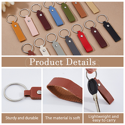 42Pcs 14 Colors Leather Keychains with Platinum Alloy Rings KEYC-DC0001-30-1
