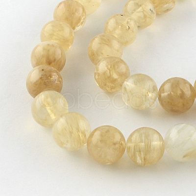 Coffee Watermelon Stone Glass Round Bead Strands G-R342-8mm-18-1