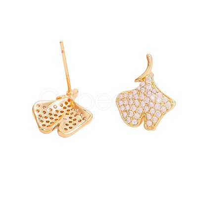 Brass Micro Pave Clear Cubic Zirconia Stud Earrings WGF80BB-01-1