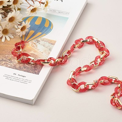 Handmade Opaque Spray Painted Acrylic & CCB Plastic Chain AJEW-JB01010-03-1
