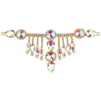 1Pc Flower Brass Rhinestone Ornament Accessories OHAR-FG0001-04C-1