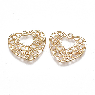 Brass Filigree Pendants KK-T038-397G-1