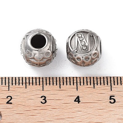 304 Stainless Steel Rhinestone European Beads STAS-A092-10N-P-1