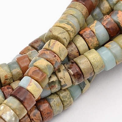 Flat Round/Disc Synthetic Aqua Terra Jasper Beads Strands G-N0160-02-3x6-1