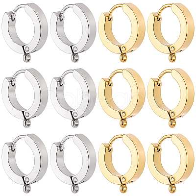 16Pcs 2 Colors 304 Stainless Steel Huggie Hoop Earrings Findings STAS-BBC0009-68C-1