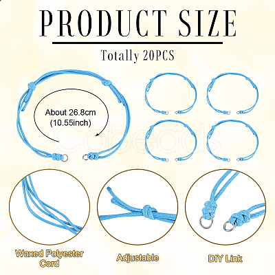 20Pcs Waxed Polyester Cord Bracelet Making AJEW-TAC00089-1