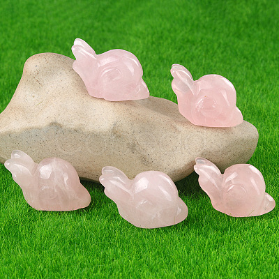 Natural Rose Quartz Carved Healing Snail Figurines PW-WG23180-02-1