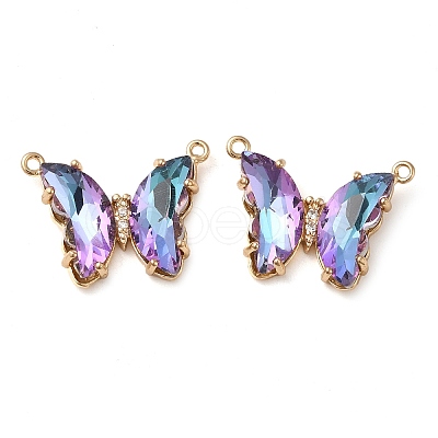 Brass Pave Faceted Glass Connector Charms FIND-Z020-03N-1