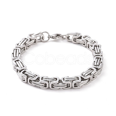 Tarnish Resistant 201 Stainless Steel Byzantine Chain Bracelets BJEW-V0345-01-1